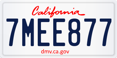 CA license plate 7MEE877