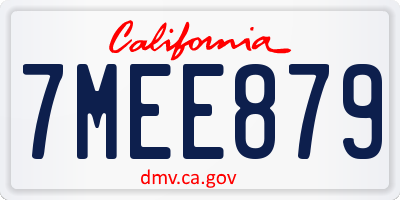 CA license plate 7MEE879