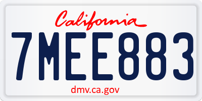 CA license plate 7MEE883