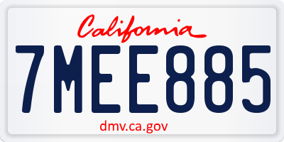 CA license plate 7MEE885