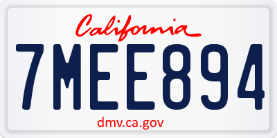 CA license plate 7MEE894