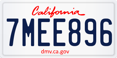 CA license plate 7MEE896
