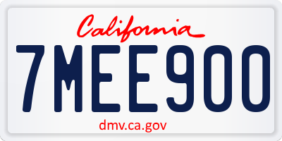 CA license plate 7MEE900