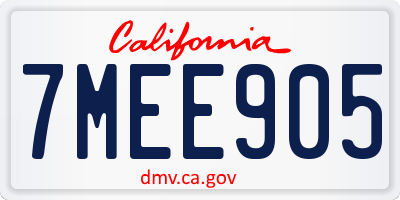 CA license plate 7MEE905
