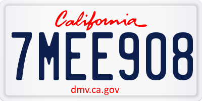 CA license plate 7MEE908