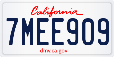 CA license plate 7MEE909