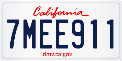 CA license plate 7MEE911
