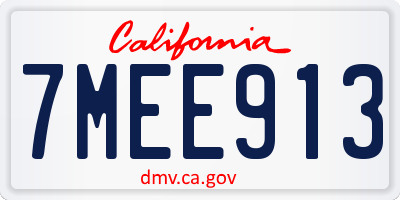 CA license plate 7MEE913