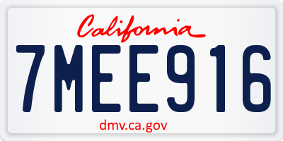 CA license plate 7MEE916