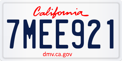 CA license plate 7MEE921
