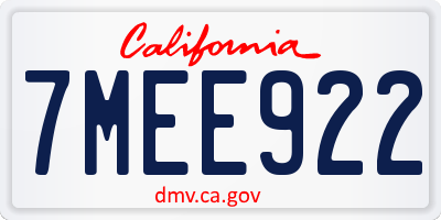 CA license plate 7MEE922