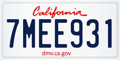 CA license plate 7MEE931