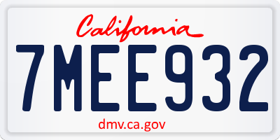 CA license plate 7MEE932