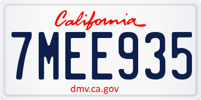 CA license plate 7MEE935