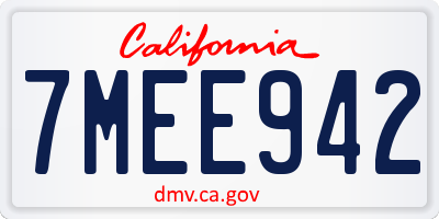 CA license plate 7MEE942