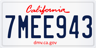 CA license plate 7MEE943