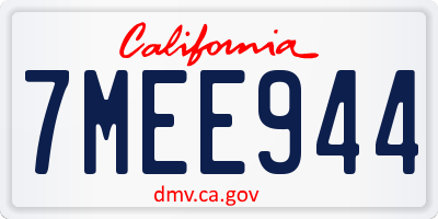 CA license plate 7MEE944