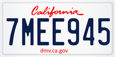 CA license plate 7MEE945