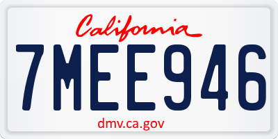 CA license plate 7MEE946