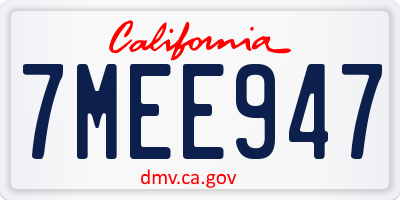 CA license plate 7MEE947