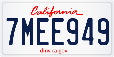 CA license plate 7MEE949