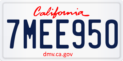 CA license plate 7MEE950