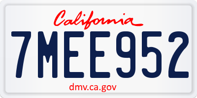 CA license plate 7MEE952