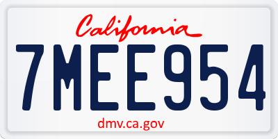 CA license plate 7MEE954