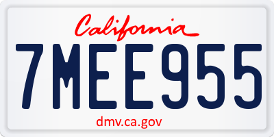 CA license plate 7MEE955