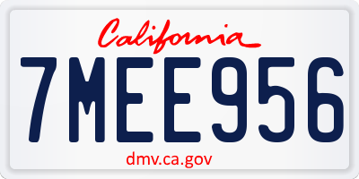 CA license plate 7MEE956