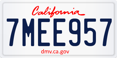 CA license plate 7MEE957