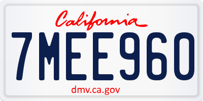 CA license plate 7MEE960