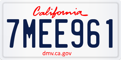 CA license plate 7MEE961