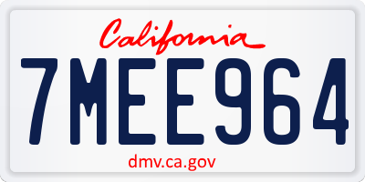 CA license plate 7MEE964