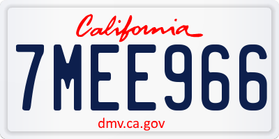 CA license plate 7MEE966