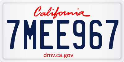 CA license plate 7MEE967