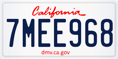 CA license plate 7MEE968