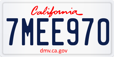 CA license plate 7MEE970