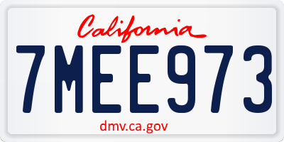 CA license plate 7MEE973