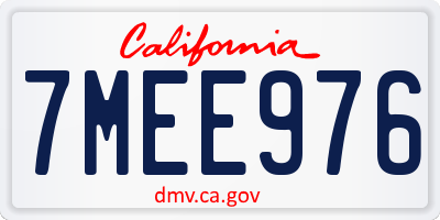 CA license plate 7MEE976