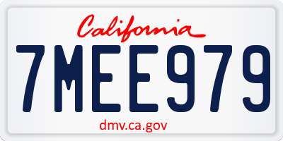CA license plate 7MEE979