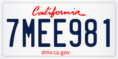 CA license plate 7MEE981