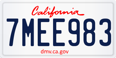 CA license plate 7MEE983