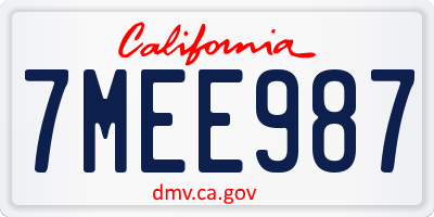 CA license plate 7MEE987