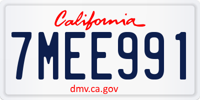 CA license plate 7MEE991