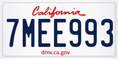 CA license plate 7MEE993