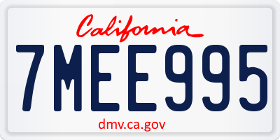 CA license plate 7MEE995