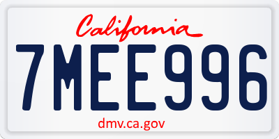 CA license plate 7MEE996