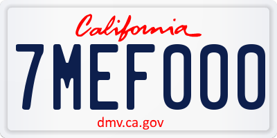 CA license plate 7MEF000