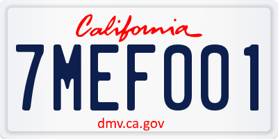 CA license plate 7MEF001